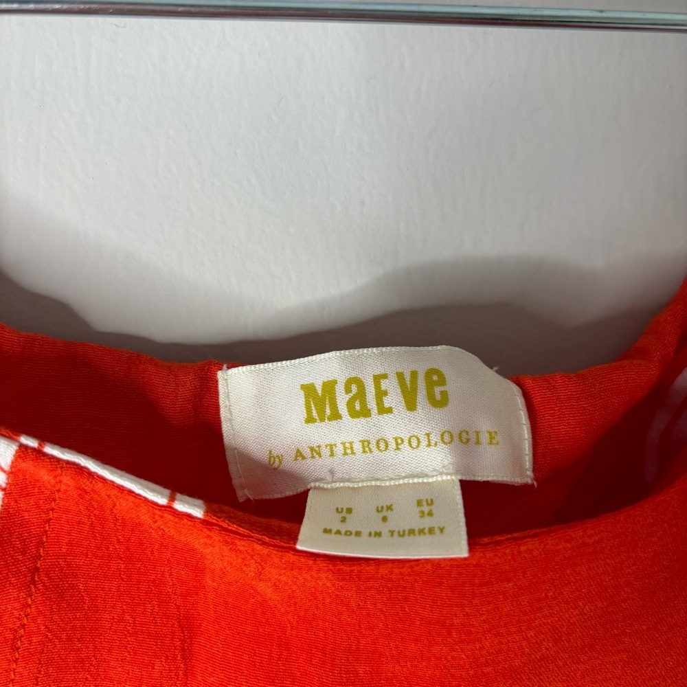 Anthropologie Maeve Orange Floral Midi Skirt - Picture 5 of 7